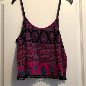 Colorful tribal and floral cropped Charlotte Russe tank